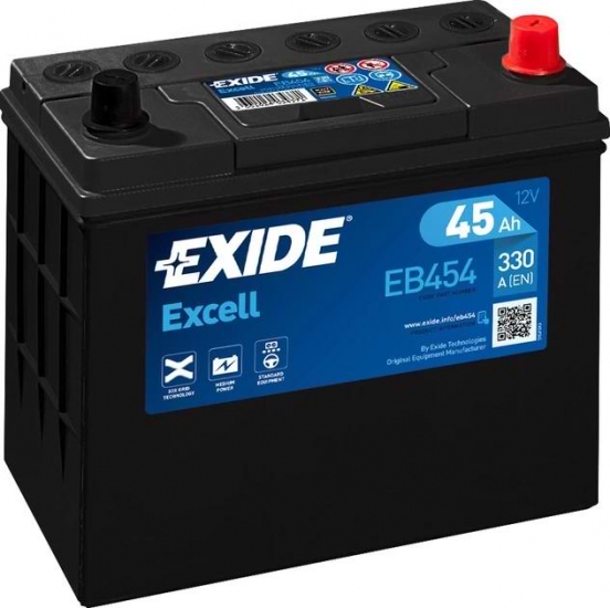 Автомобільний акумулятор Exide Excell 12В 45А 330А R+ (EB454)